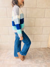 Blue Colorway Cropped Knit Cardi