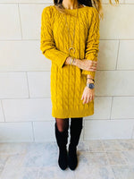 Mustard Braid Knit Dress
