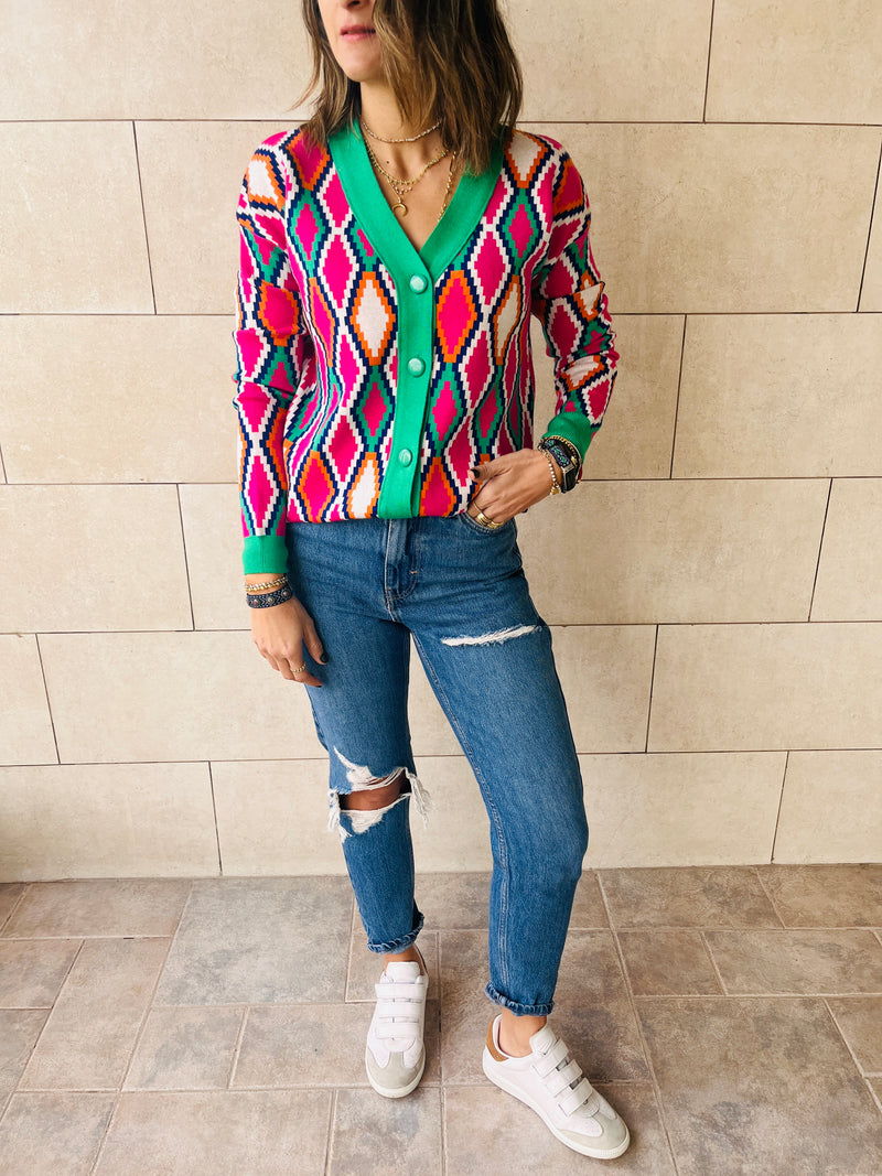 Fuchsia Retro Funk Cardi