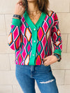Fuchsia Retro Funk Cardi