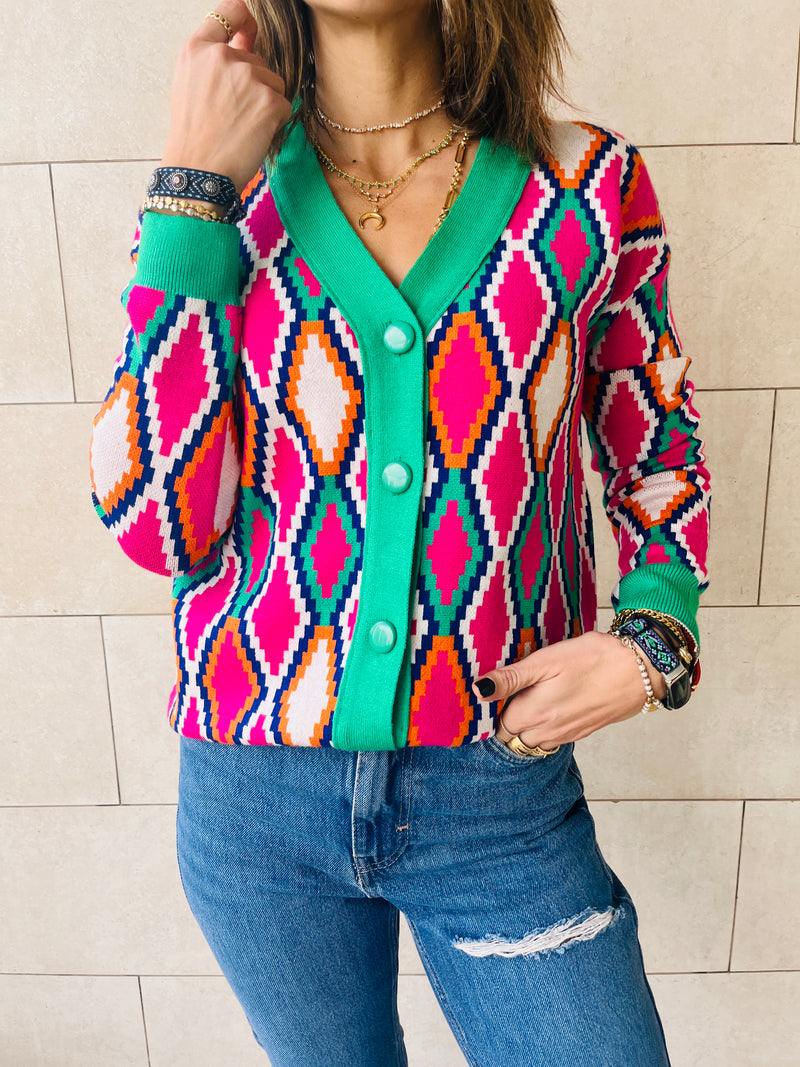 Fuchsia Retro Funk Cardi