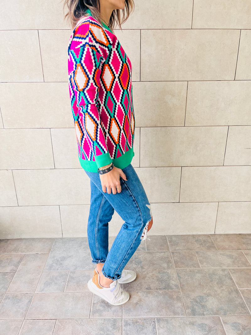 Fuchsia Retro Funk Cardi