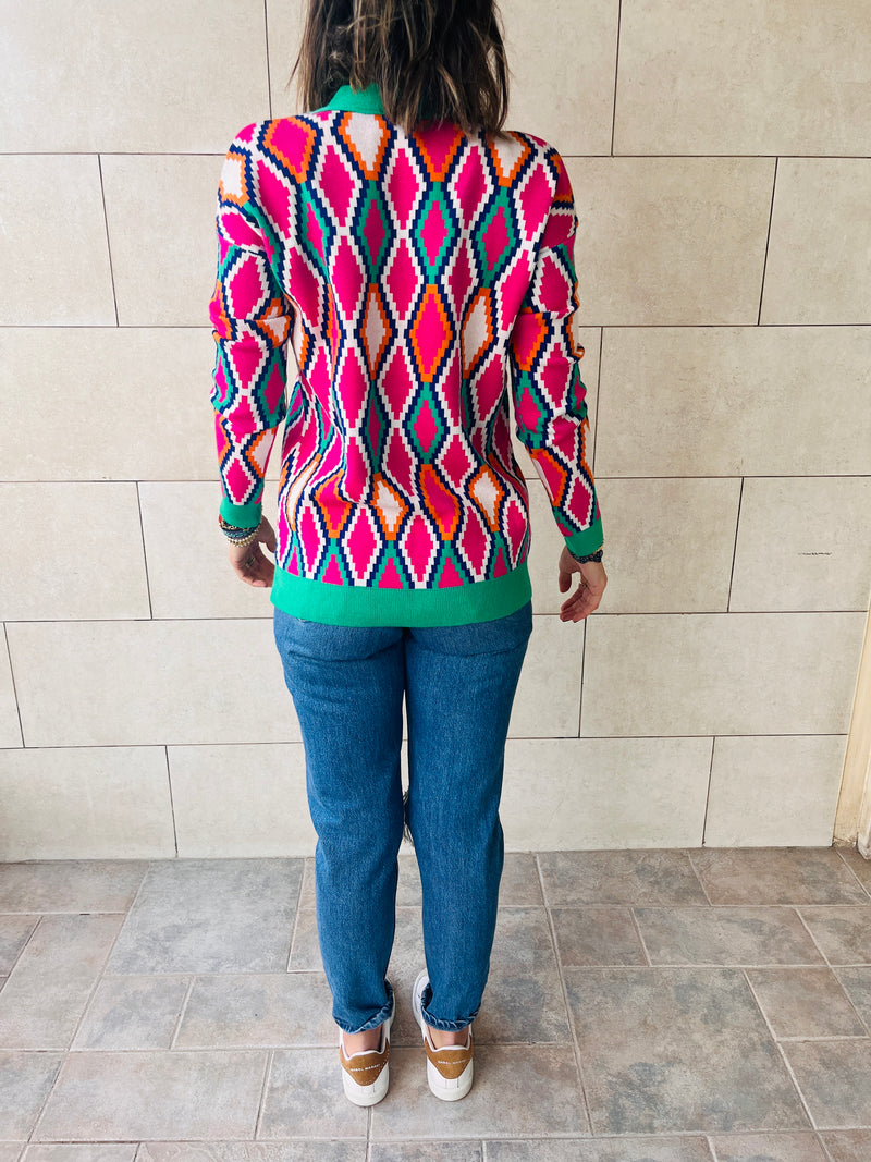 Fuchsia Retro Funk Cardi