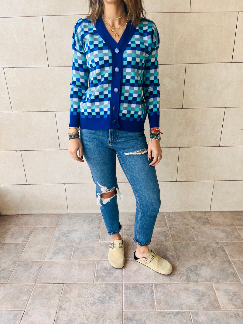 Blue Pixel Cardi