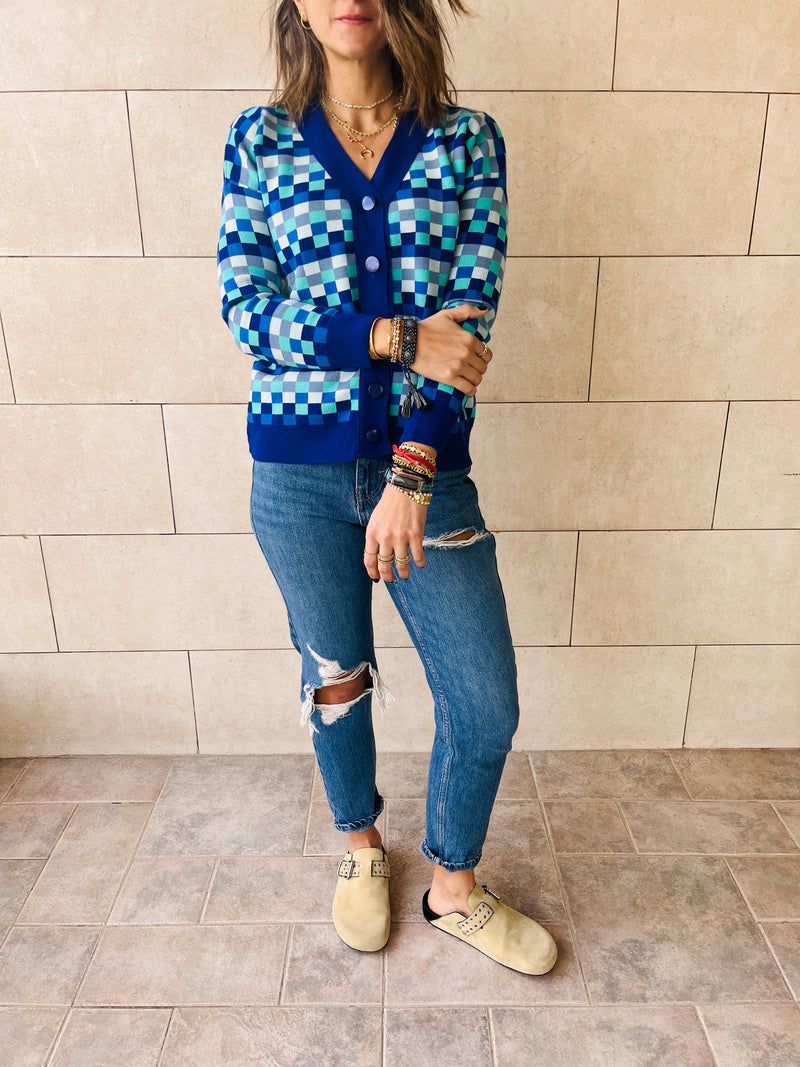 Blue Pixel Cardi