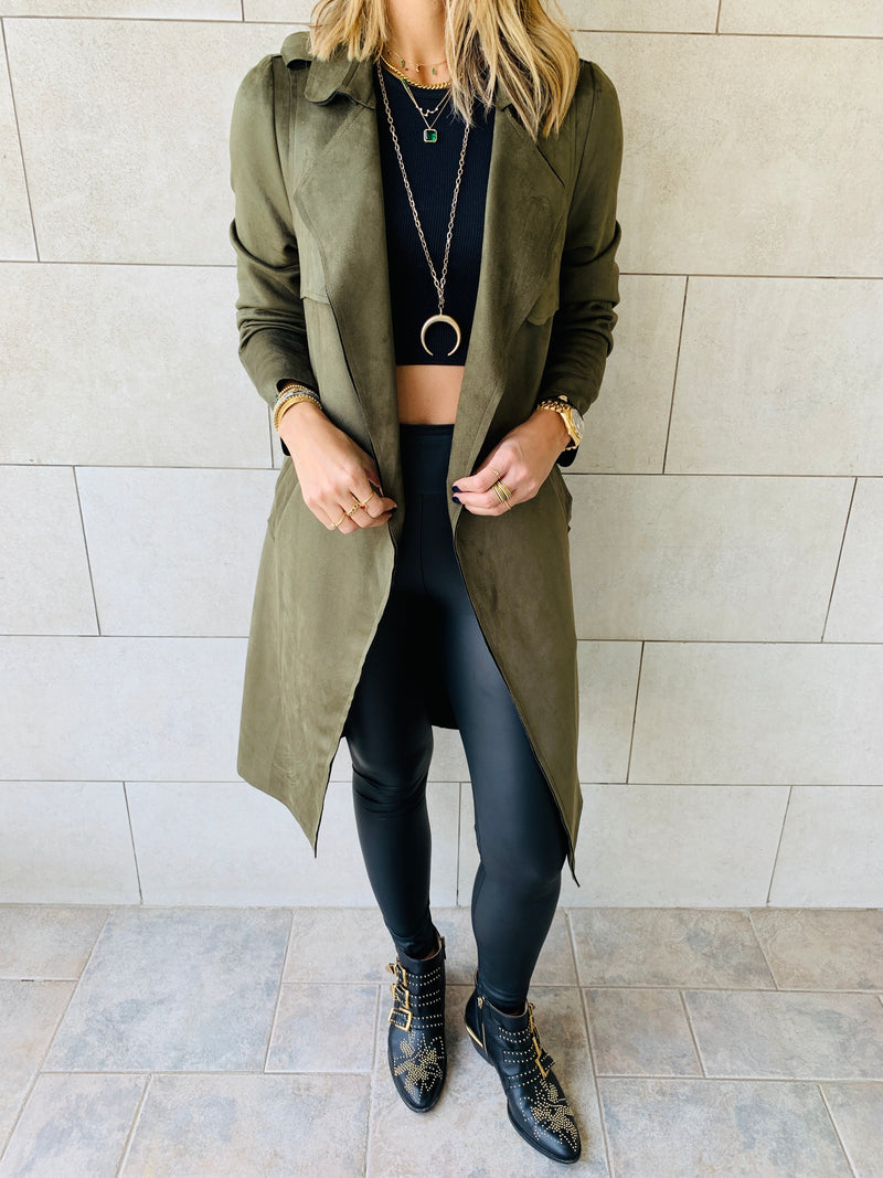 Olive Suede Coat