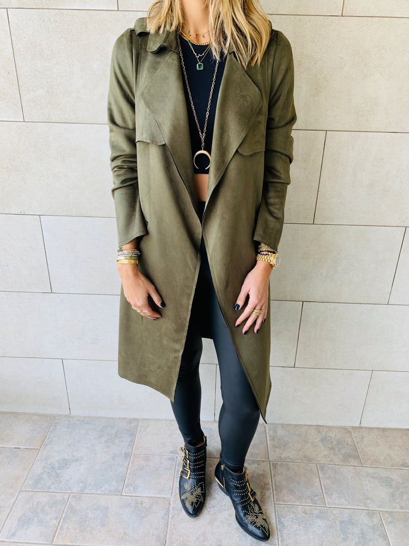 Olive Suede Coat