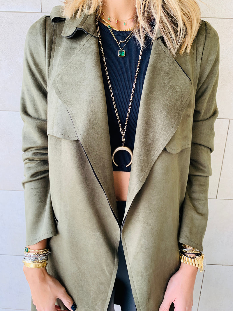 Olive Suede Coat