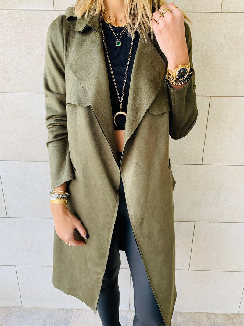 Olive Suede Coat
