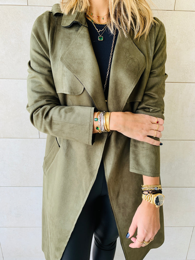 Olive Suede Coat