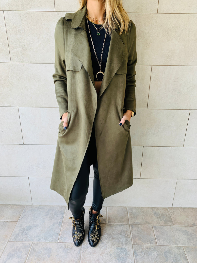 Olive Suede Coat