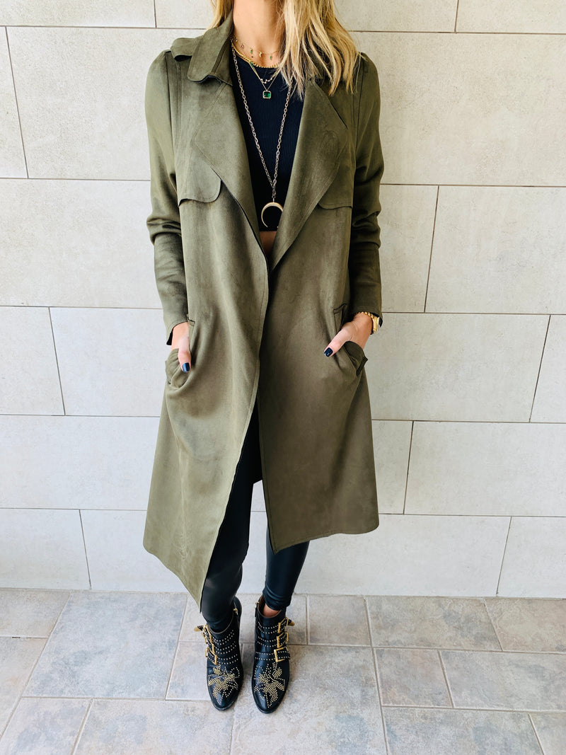 Olive Suede Coat