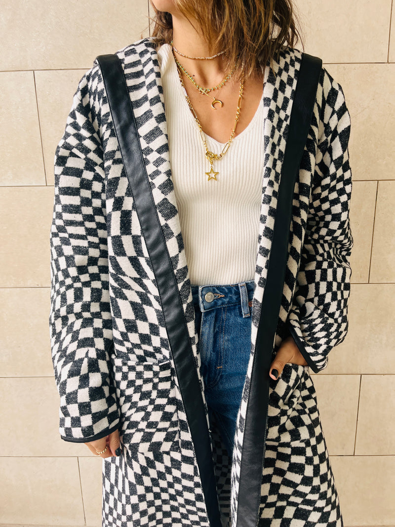 The Leather Trim Checkered Jacket