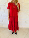 Burgundy Tiered City Dress