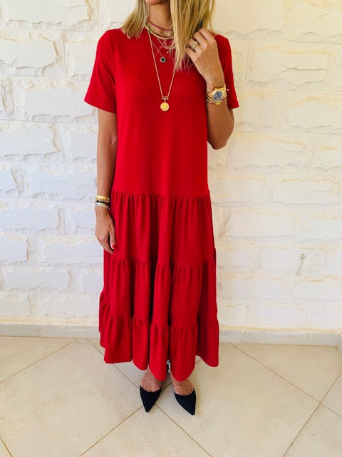 Burgundy Tiered City Dress