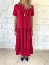 Burgundy Tiered City Dress