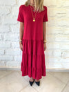 Burgundy Tiered City Dress