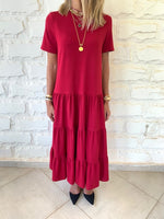 Burgundy Tiered City Dress