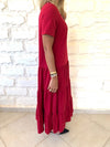 Burgundy Tiered City Dress