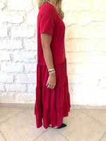 Burgundy Tiered City Dress