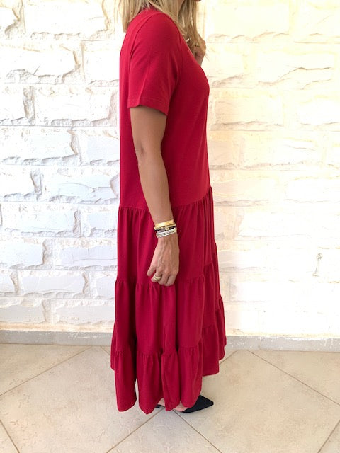 Burgundy Tiered City Dress