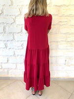 Burgundy Tiered City Dress