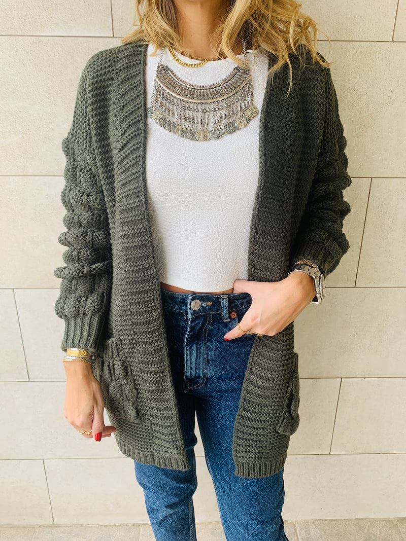 Olive Holly Pocket Cardigan