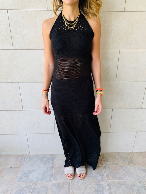 Black Goddess Crochet Beach Dress