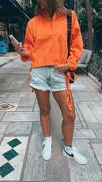 Orange Side Tie Short Shirt