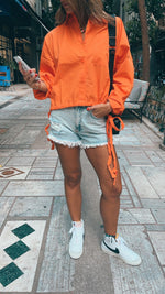 Orange Side Tie Short Shirt