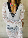 White Cross Crochet Dress