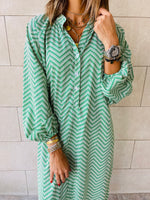 Green Zigzag Shirt Dress