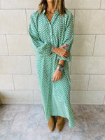 Green Zigzag Shirt Dress