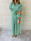 Green Zigzag Shirt Dress