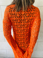 Orange Cross Crochet Dress
