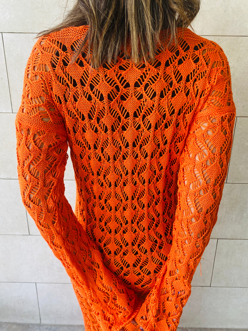 Orange Cross Crochet Dress