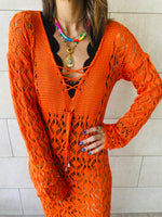 Orange Cross Crochet Dress