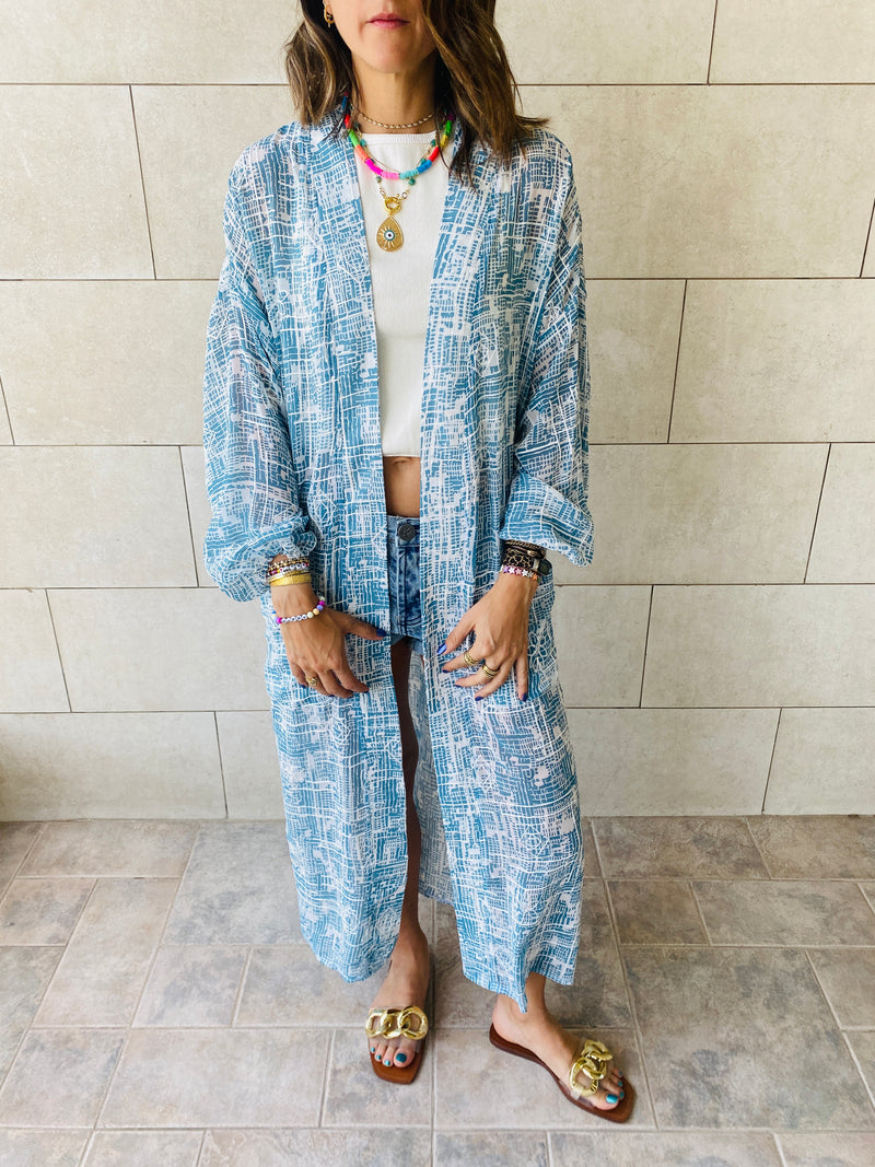 Blue Luxe Embroidery Kimono
