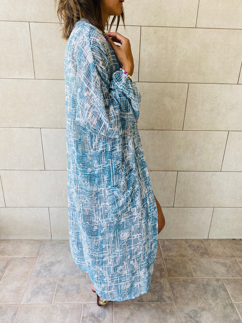 Blue Luxe Embroidery Kimono