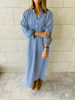 Blue Zigzag Shirt Dress