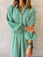 Green Zigzag Shirt Dress