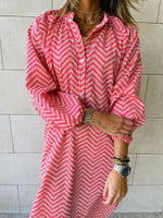 Red Zigzag Shirt Dress