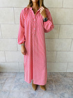 Red Zigzag Shirt Dress