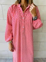 Red Zigzag Shirt Dress