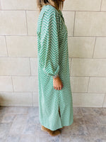 Green Zigzag Shirt Dress