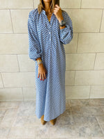 Blue Zigzag Shirt Dress