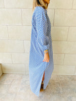Blue Zigzag Shirt Dress