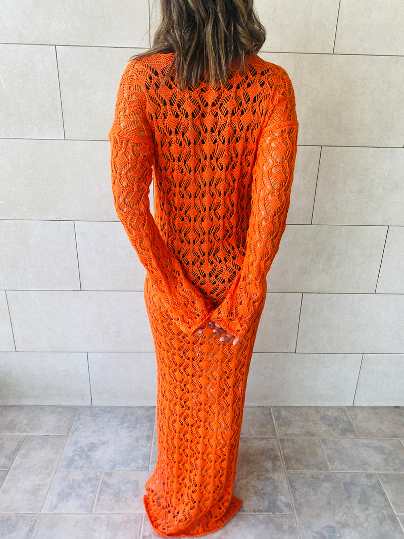 Orange Cross Crochet Dress