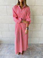 Red Zigzag Shirt Dress