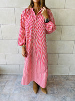 Red Zigzag Shirt Dress